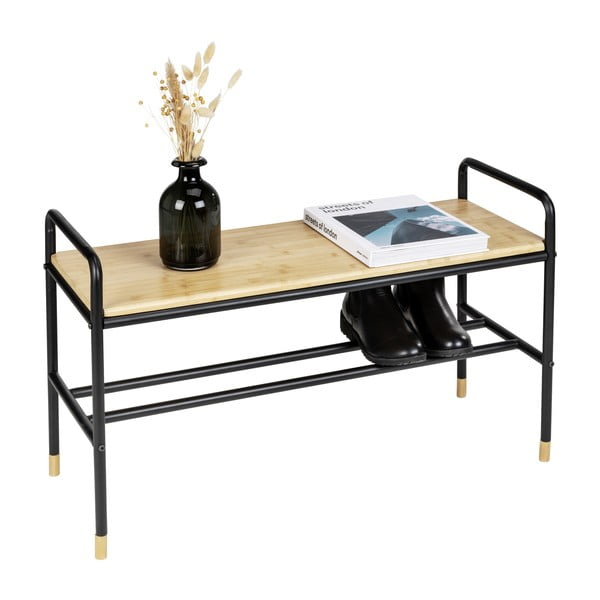 Pantofar negru/natural  cu bancă din metal Loft – Wenko-image-2