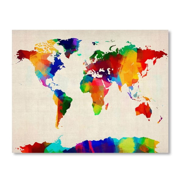 Poster cu harta lumii Americanflat Tones, 60 x 42 cm, multicolor