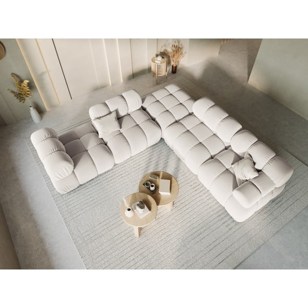 Modul pentru canapea modulară bej cu tapițerie din catifea (de mijloc) Bellis – Micadoni -image-1