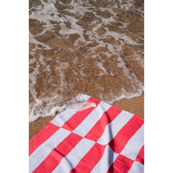 Prosop de plajă roșu/albastru deschis din bumbac 100x160 cm Su – noo.ma-image-2