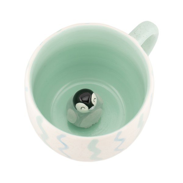 Cană verde-mentă Surprise Penguin – Sass & Belle