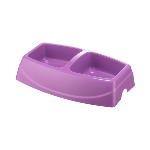 Bol dublu violet pentru câini Petpetite, 23,5 x 15,5 cm-image-1