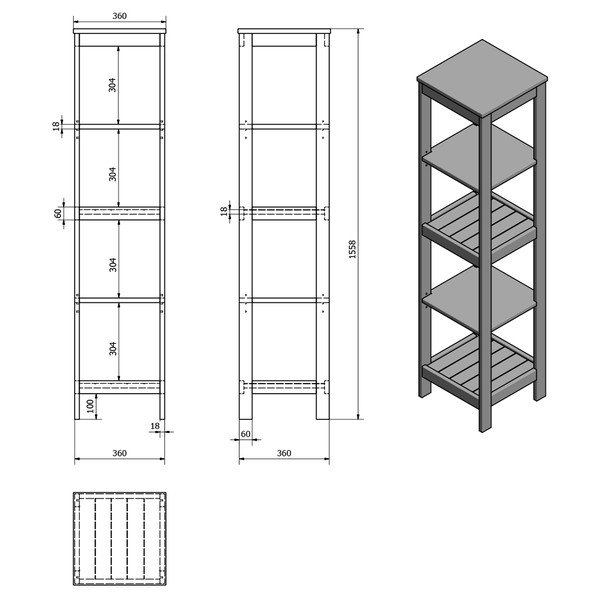 Etajeră de baie albă 36x156 cm Etide – Sapho-image-3
