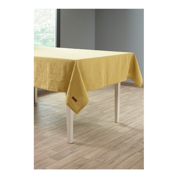 Față de masă cu adaos de in Tiseco Home Studio, 135 x 240 cm, galben