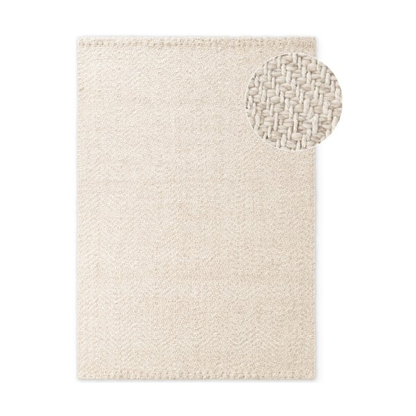 Covor crem-fildeș țesut manual din amestesc de lână 80x150 cm Majoli – Elle Decoration