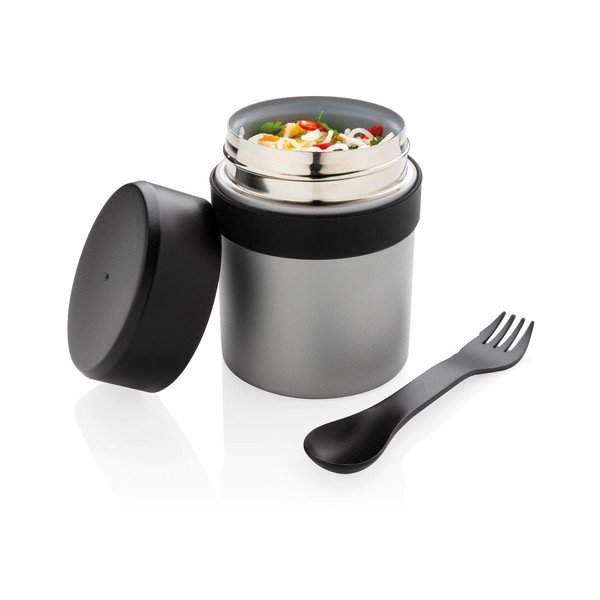 Set termos mâncare solidă și tacâmuri XD Collection, 400 ml, argintiu-image-2