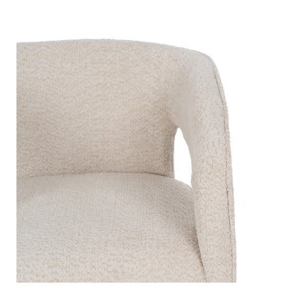Fotoliu bej cu tapițerie din țesătură bouclé – Ixia-image-4