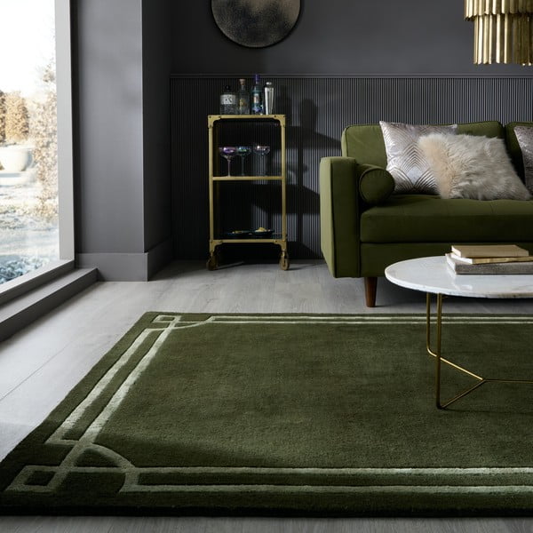 Covor verde închis țesut manual din lână 160x230 cm Gatsby – Flair Rugs-image-1