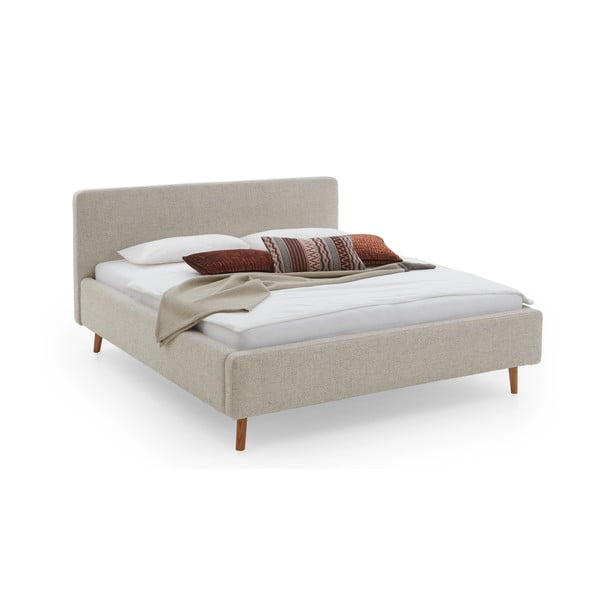Pat matrimonial bej tapițat fără somieră 140x200 cm Mattis – Meise Möbel-image-4