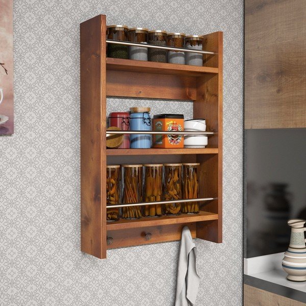 Etajeră din lemn pentru bucătărie Selo Walnut-image-1