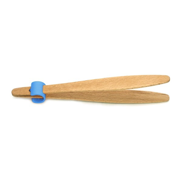 Cleşte din lemn de fag pentru legume, cu detalii albastre Jean Dubost Handy, lungime 22 cm