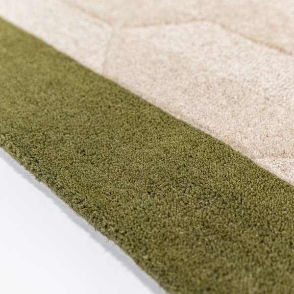 Covor verde/în culoare naturală țesut manual din lână 120x170 cm Apex Border Wool – Flair Rugs-image-4