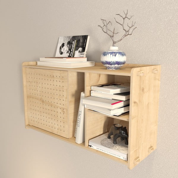 Bibliotecă de perete cu aspect de lemn de stejar 65x30 cm Sima – Kalune Design-image-3
