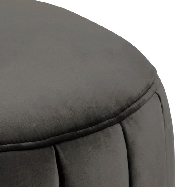 Puf cu husă din catifea Actona Doria, ⌀ 60 cm, gri - maro-image-2