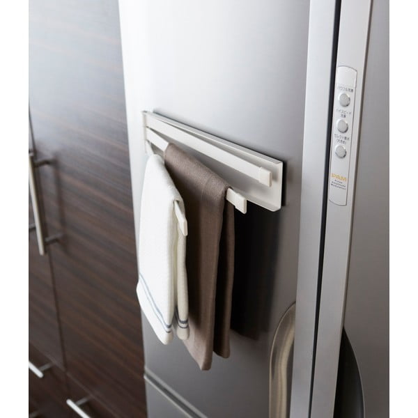 Cuier magnetic reglabil pentru prosoape de bucătărie YAMAZAKI Tower, alb-image-3