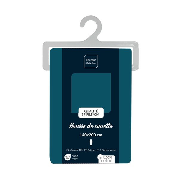 Husă de pilotă petrol din bumbac pentru pat de o persoană 140x200 cm Lina – douceur d'intérieur-image-2