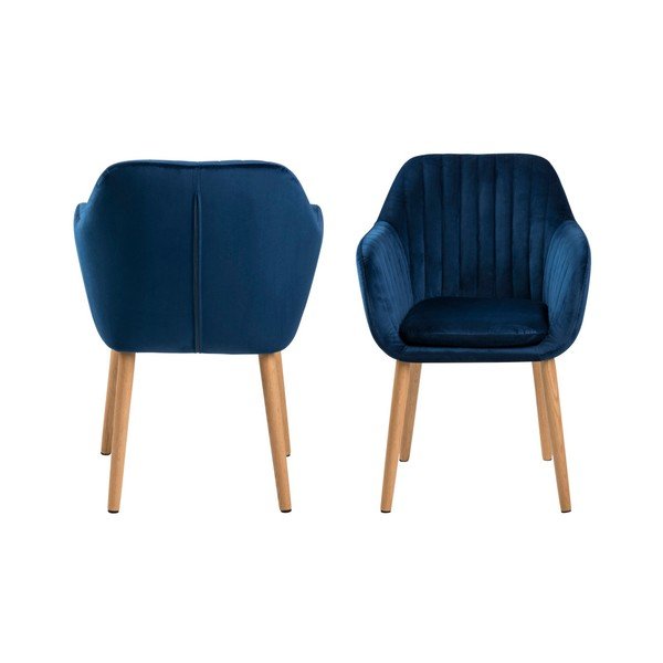 Scaun de sufragerie albastru închis cu cotiere tapițat Emilia – Actona-image-4