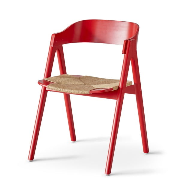 Scaun din lemn de fag și șezut din ratan Findahl by Hammel Mette, roșu