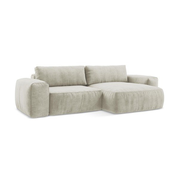 Colțar bej extensibil cu tapițerie din chenille (cu colț pe partea dreaptă/cu șezlong) Kuki – Makamii-image-2