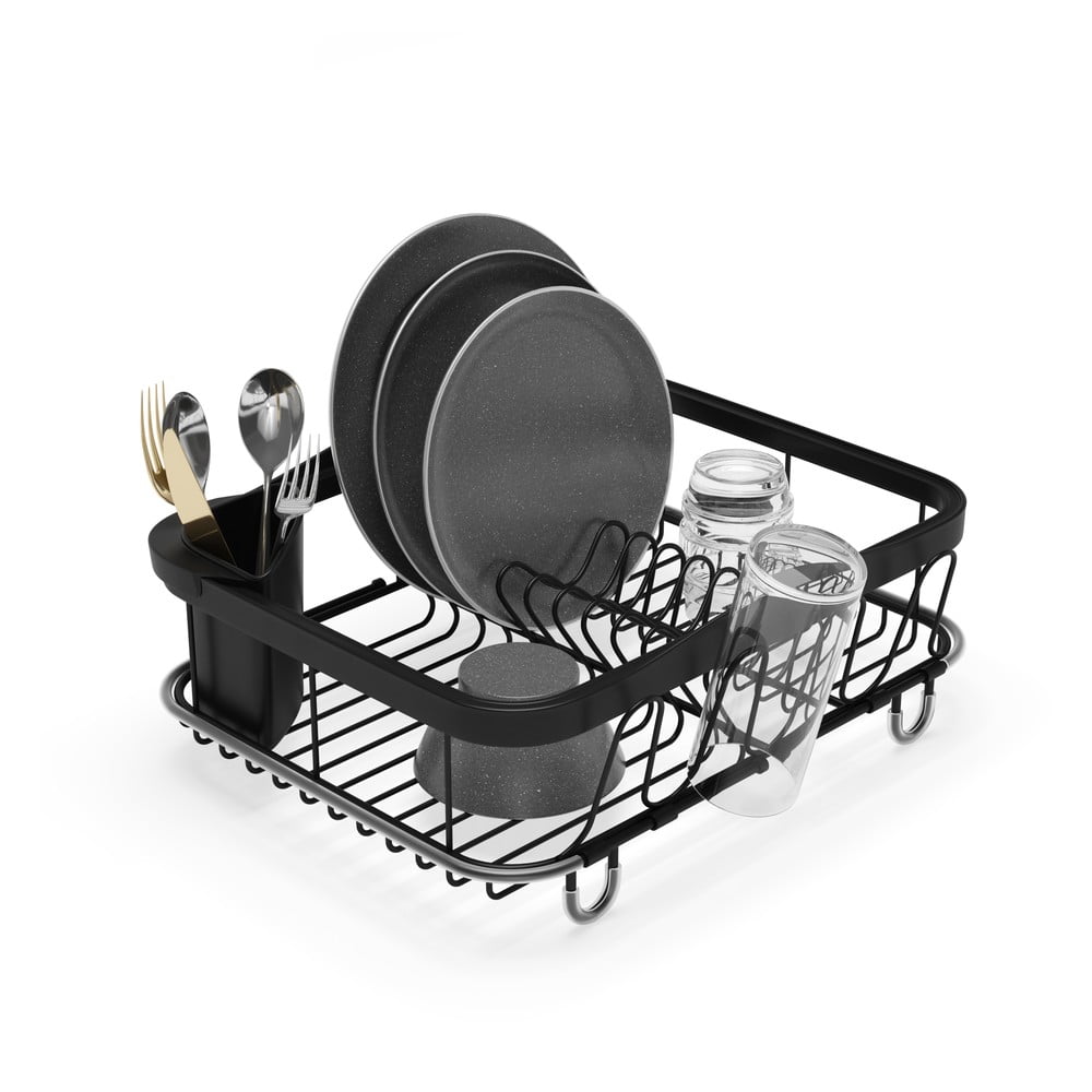 Scurgător de vase negru, ajustabil, din oțel 37x29 cm Sinkin – Umbra