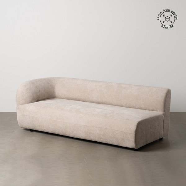 Canapea bej cu tapițerie din chenille cu colț pe partea stângă 199 cm Minimal – Ixia-image-1
