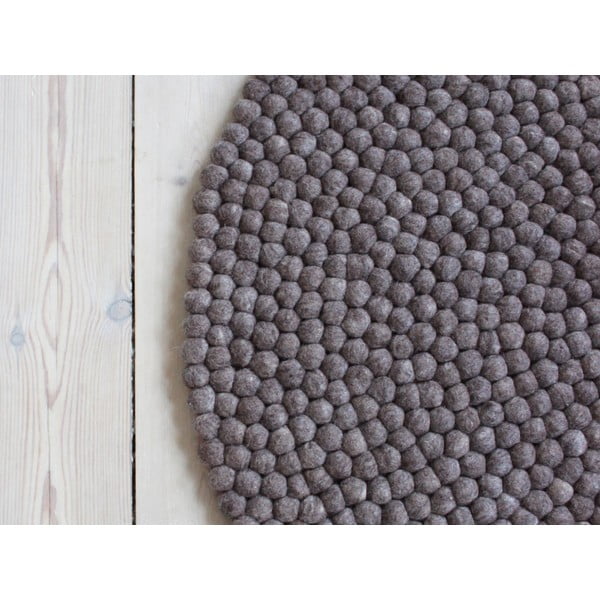 Covor cu bile din lână Wooldot Ball Rugs, ⌀ 200 cm, maro nucă