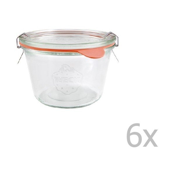 Set 6 borcane cu capac ermetic Weck Sturz,370 ml
