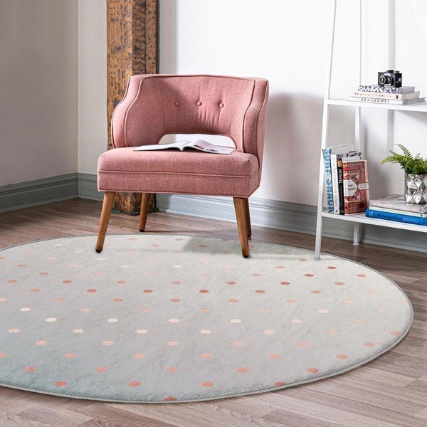 Covor rotund  gri-arămiu lavabil adecvat și  pentru aspiratoare robot   ø 80 cm Comfort – Mila Home-image-1