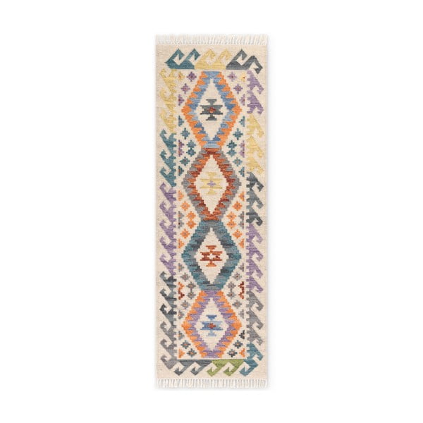 Covor tip traversă reversibil, țesut manual din lână 60x190 cm Kamal Oasis – Nouristan