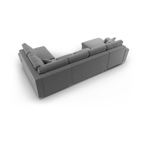 Colțar gri deschis extensibil, cu spațiu de depozitare cu tapițerie din catifea (cu colț pe partea dreaptă-în formă de "U") Kyoto – Cosmopolitan Design-image-4