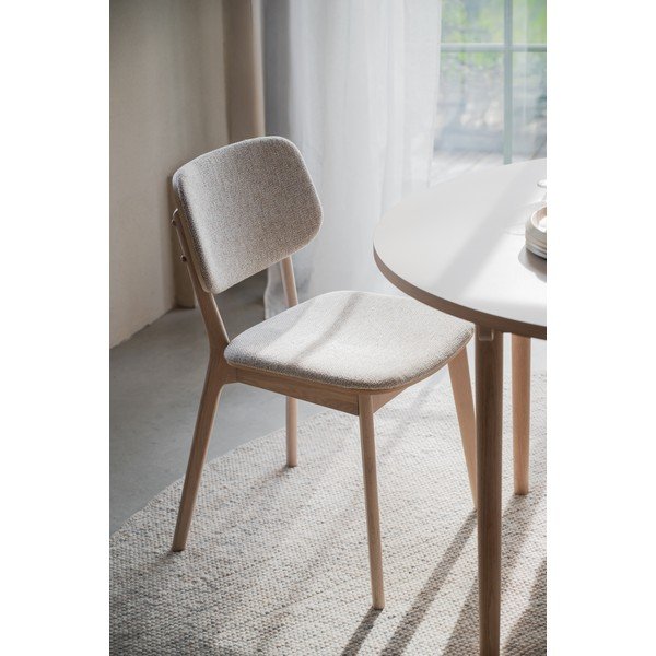 Scaun de dining crem/în culoare naturală deschisă din lemn de stejar Barrett – Rowico-image-3