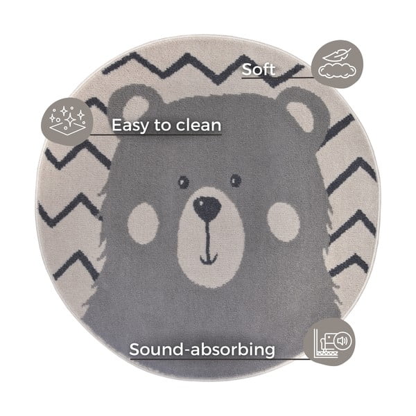 Covor pentru copii gri ø 140 cm Bear – Hanse Home-image-4