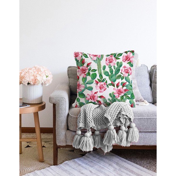 Față de pernă din amestec de bumbac Minimalist Cushion Covers Blooming Cactus, 55 x 55 cm-image-2