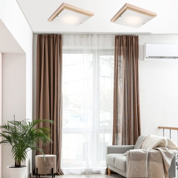 Plafonieră maro/în culoare naturală 30x30 cm Pedro – LAMKUR-image-1