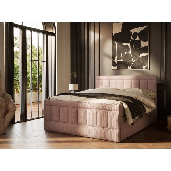 Pat boxspring mov cu spațiu de depozitare 160x200 cm Caya – Maison de Rêve-image-1