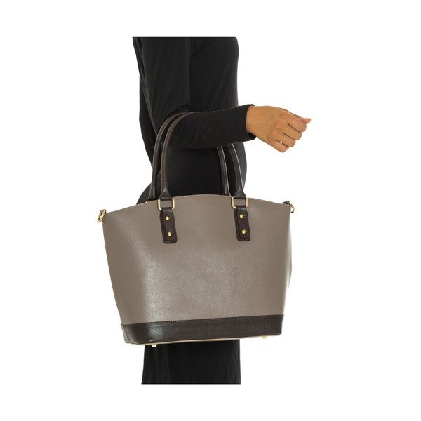 Geantă din piele Isabella Rhea no. 464, gri cu maro -image-1