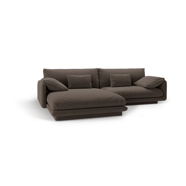 Colțar maro cu tapițerie din catifea (cu colț pe partea stângă /cu șezlong) Torino – Micadoni -image-2