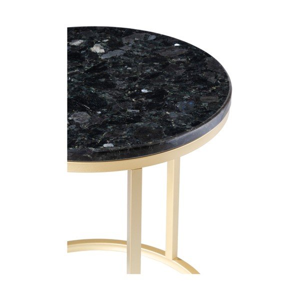 Măsuță cu blat din granit și structură aurie RGE Crystal, ⌀ 50 cm, negru-image-2