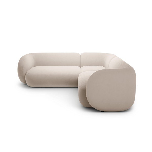 Colțar bej cu tapițerie din catifea Kate – Micadoni -image-2