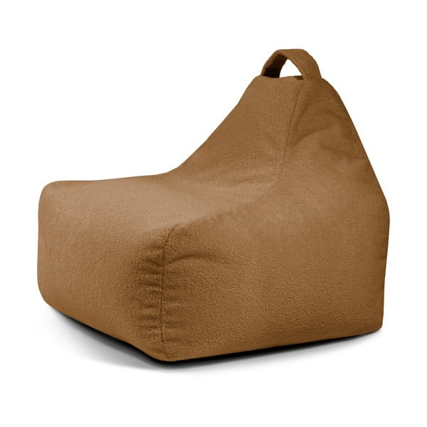 Fotoliu puf pentru copii maro cu tapițerie din țesătură bouclé Game Amuse – SLOWDOWN