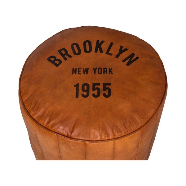 Taburet maro coniac cu tapițerie din piele Brooklyn – Antic Line-image-1