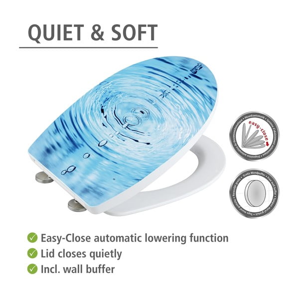Capac WC 38 x 45 cm Easy-Close (cu închidere automată) Droplets – Wenko-image-3