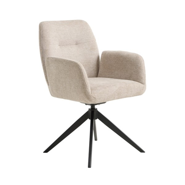 Scaun de sufragerie crem cu cotiere tapițat Roxana – Unique Furniture