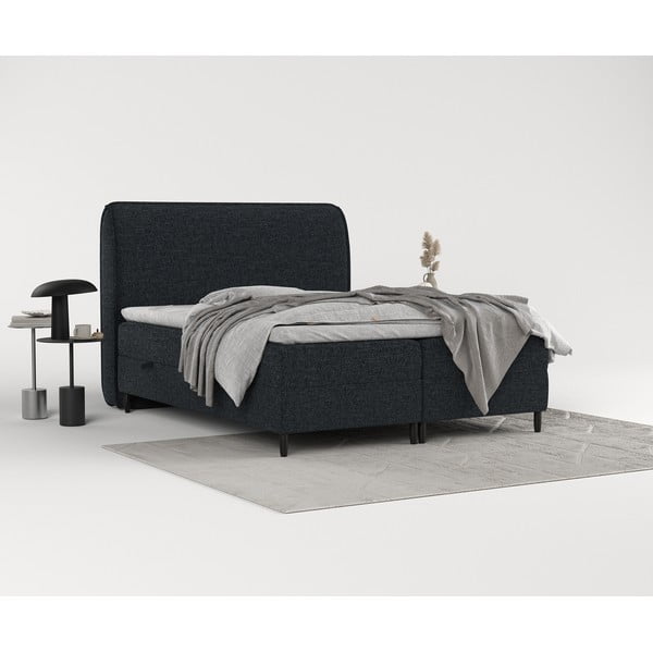 Pat boxspring negru cu spațiu de depozitare 180x200 cm Melba – Maison de Rêve-image-4