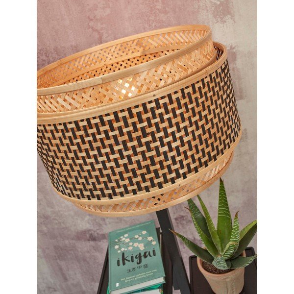 Lampadar negru/în culoare naturală cu abajur din bambus (înălțime 160 cm) Bhutan – Good&Mojo-image-4