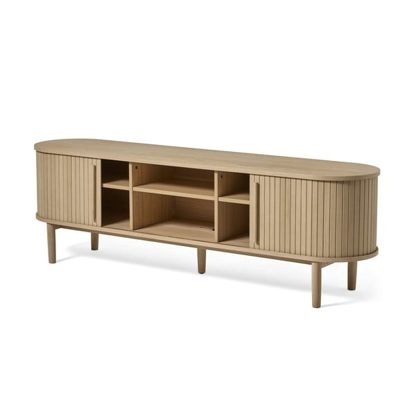 Comodă TV în culoare naturală cu aspect de lemn de stejar 180x56x40 cm Meta – Unique Furniture-image-2