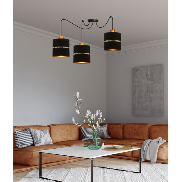 Lustră neagră cu abajur textil ø 15 cm Assam – Candellux Lighting-image-1