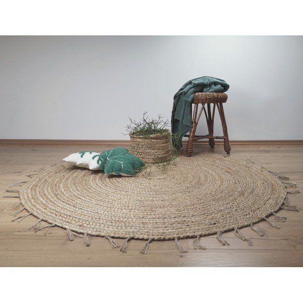 Covor lucrat manual Nattiot Abha, ø 140 cm, maro-image-1