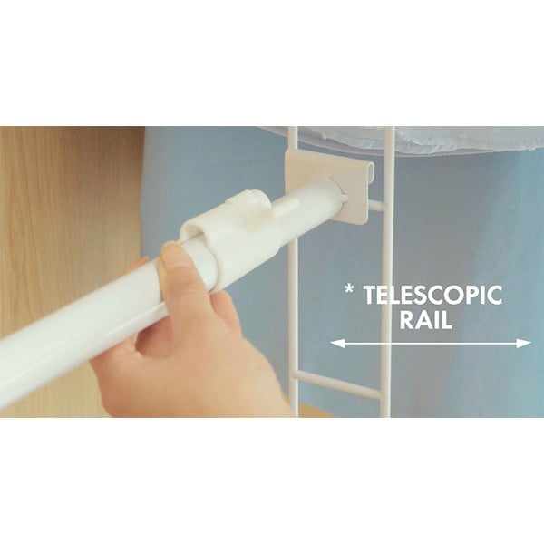 Bară metalică telescopică ajustabilă pentru șifonier Compactor Telescopic Garment Rail, alb-image-2