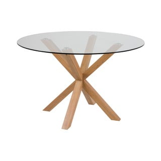 Masă dining cu blat din sticlă Actona Heaven, ⌀ 119 cm